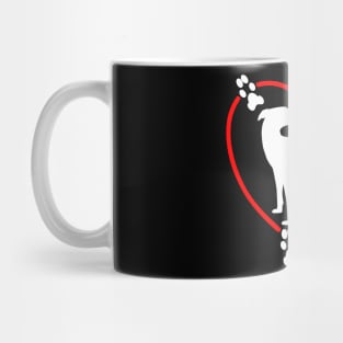 Greyhound White Red Hearts Paw Prints Mug